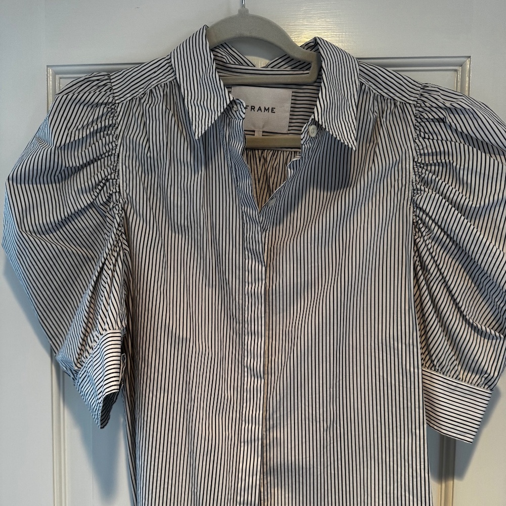 Frame Puff Sleeve Button Down